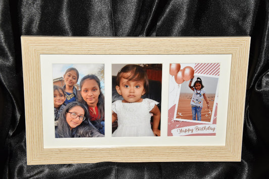 BROWN (WOOD) Aperture 3 4 x 6, Glass Front, 3 Apertures Multi Photo Frame Wall Mount, Collage Picture Frame for Wall Hanging, Home, Office Decor