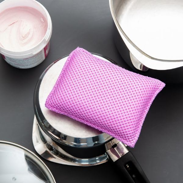 (Pack of 3) Premum Quality Microfibre Cleaning Sponges, Multi-Colour, Non-Scratch Surface
