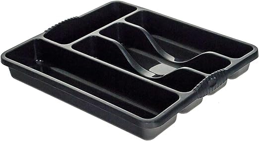 5 Compartment MIDNIGHT High Grade Plastic Small Cutlery Tray Kitchen Racks and Holders Cutlery Draw for Kitchen Drawers Storage Organizer For Spoons Forks Knives