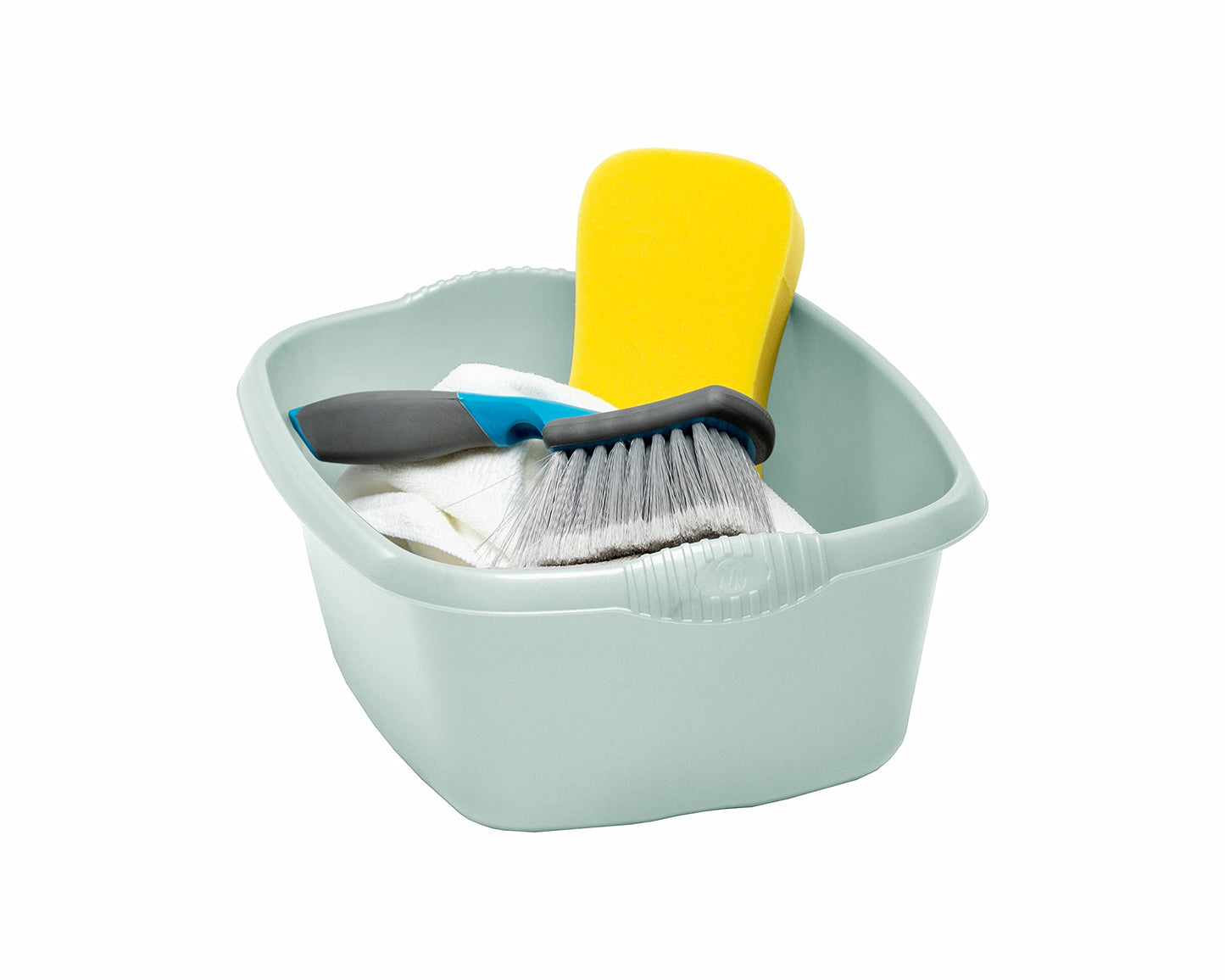 (Set of 3) 9L Square Washing Up Bowls – 32cm Plastic Sink Tidy Organiser – Multipurpose Kitchen Basin for Washing, Cleaning & Mixing – Silver Sage