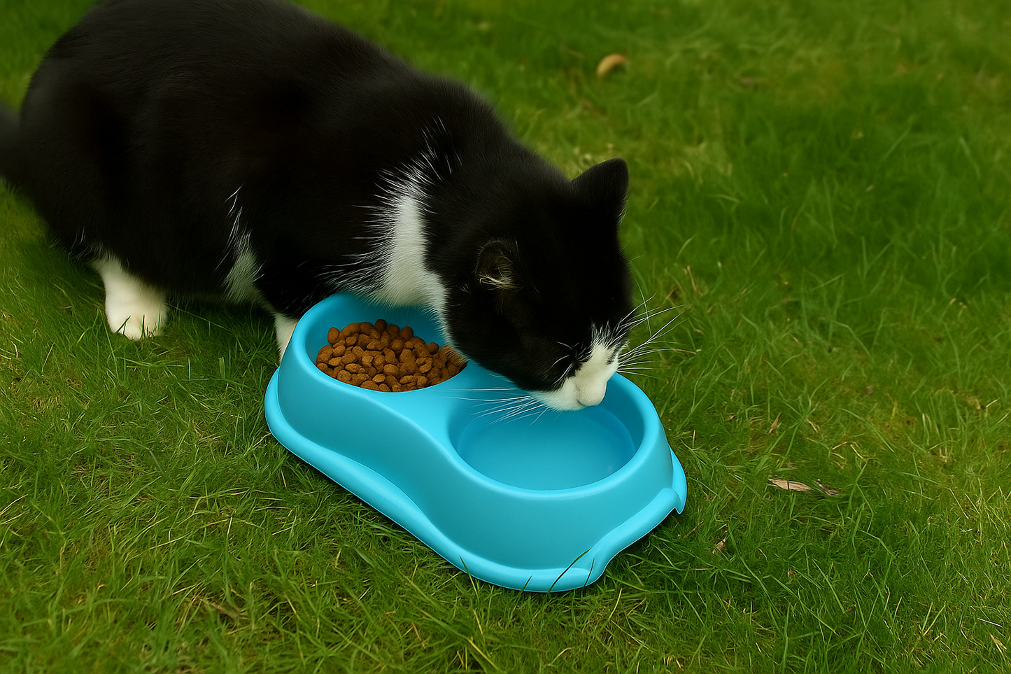 Dual Food & water Bowl for Cat, Dog, Rabbit - Pet Hygiene Essentials – (Aqua)