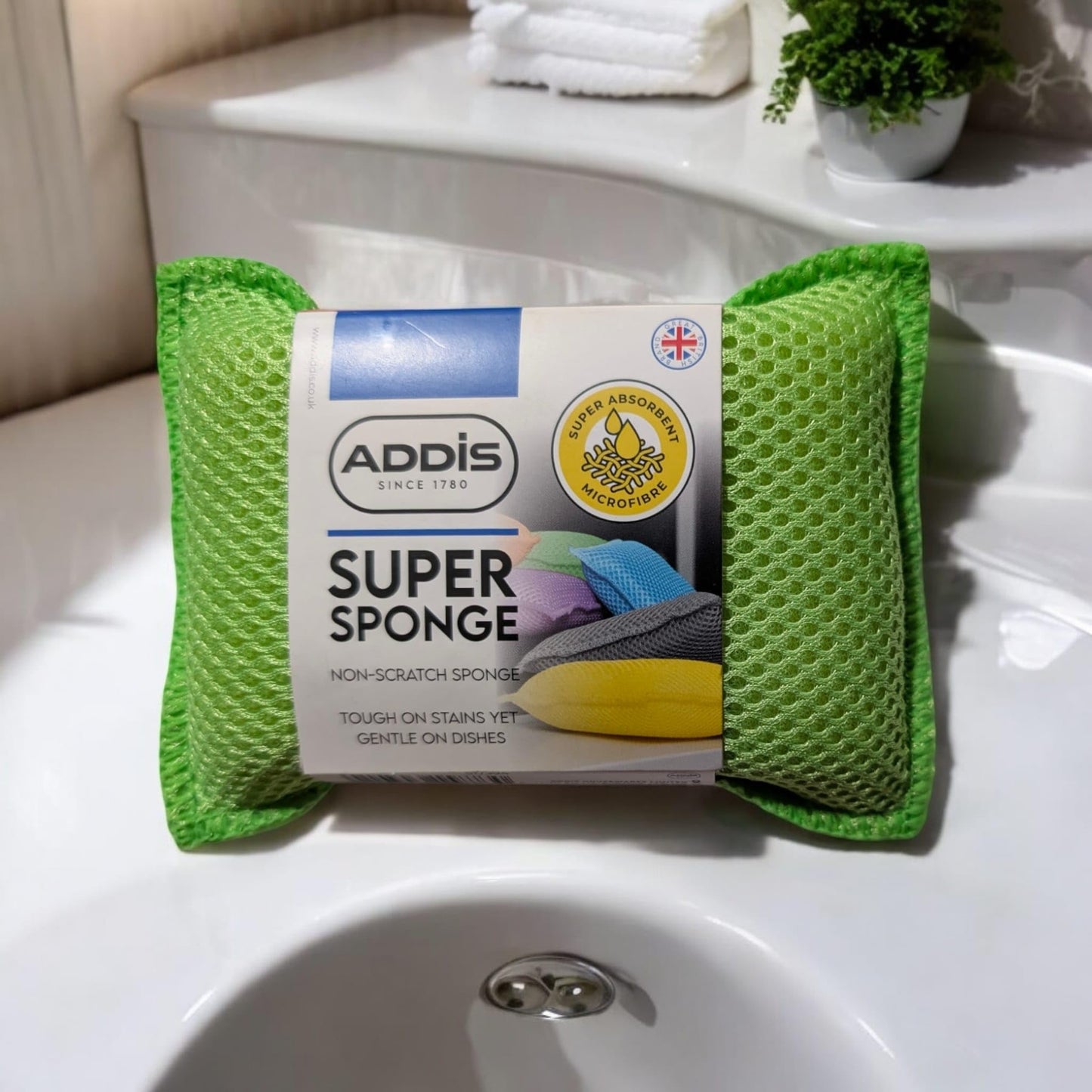 (Pack of 3) Premum Quality Microfibre Cleaning Sponges, Multi-Colour, Non-Scratch Surface