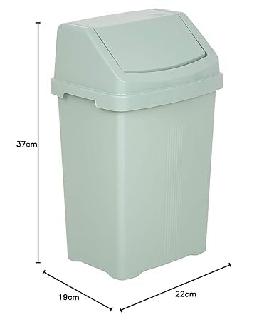 (Set of 3) AaH1 Casa Large Dish Drainer, 8L Swing Bin & 5L Durable Plastic Bucket – Silver Sage Colour – Kitchen Accessories – Rubbish, Compost & Waste Bin with Lid – Litre Scale – High Grade Plastic