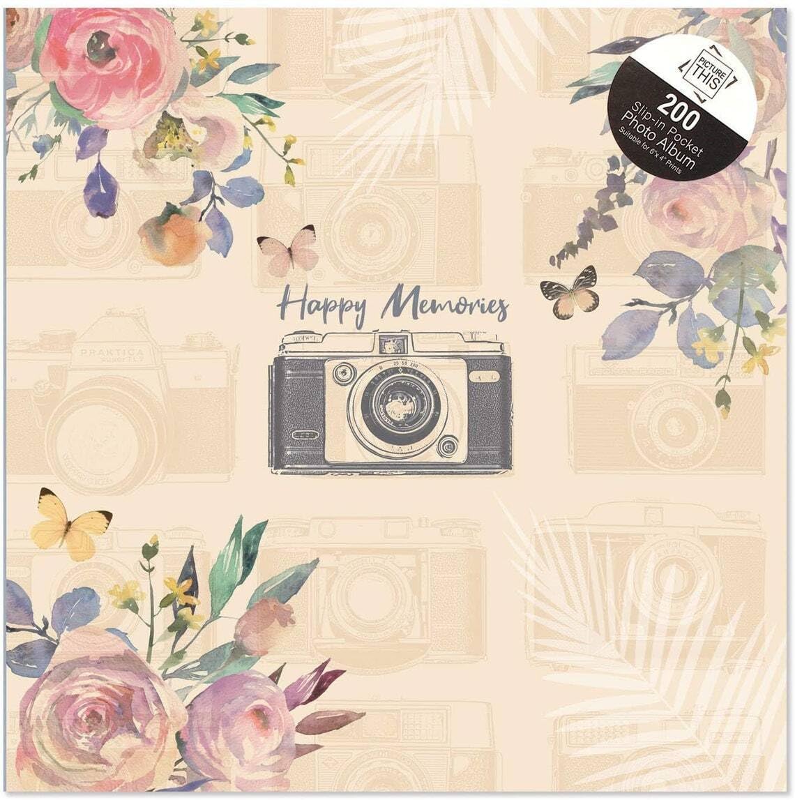 Vintage Cream Happy Memories 6x4 Photo Album Memo Slip in Holds 200 Photos