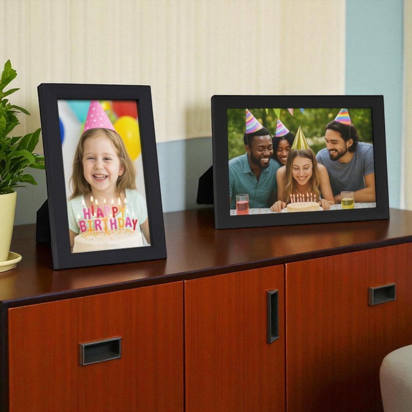 (Pack of 24) Black Ribbed Design- 4”x 6” Wood Photo Frames with Glass, Wall Mountable and Freestanding Picture Frames (10cm X 15cm)