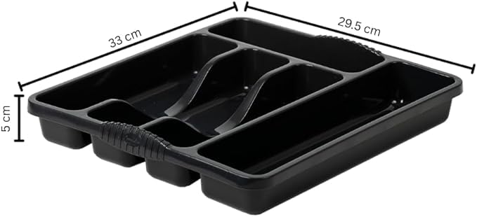 5 Compartment MIDNIGHT High Grade Plastic Small Cutlery Tray Kitchen Racks and Holders Cutlery Draw for Kitchen Drawers Storage Organizer For Spoons Forks Knives