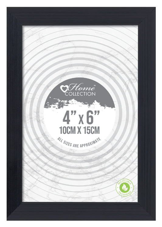 Black Ribbed Design Freestanding Wall Mount Picture Photo Frame 4 x 6''