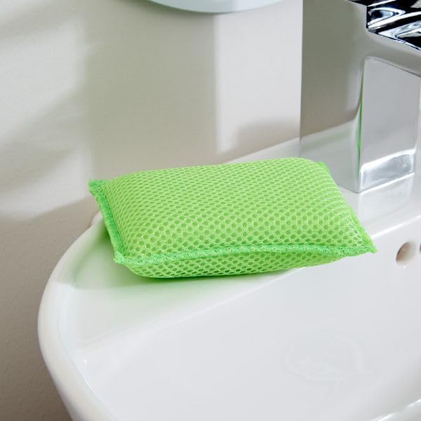 (Pack of 3) Premum Quality Microfibre Cleaning Sponges, Multi-Colour, Non-Scratch Surface