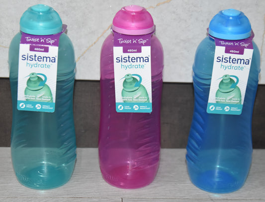 Sistema Twist 'n' Sip Squeeze Sports Water Bottles Leakproof BPA-Free 460ml (Random Colour will be dispatched))