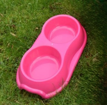 Dual Food & water Bowl for Cat, Dog, Rabbit - Pet Hygiene Essentials – (Hot Pink)