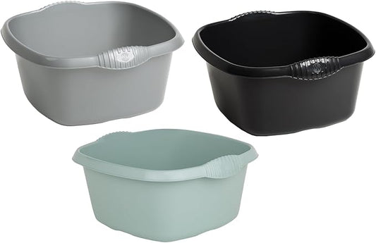 32cm Square Bowl โ Versatile 9L Capacity โ Modern High-Gloss Plastic with Integrated Handles โ Efficient Kitchen Washing & Organizing Solution