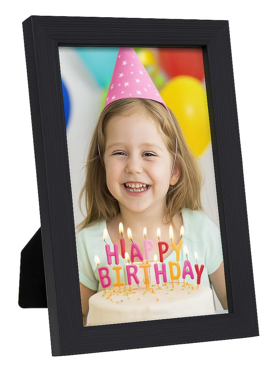 (Pack of 24) Black Ribbed Design- 4”x 6” Wood Photo Frames with Glass, Wall Mountable and Freestanding Picture Frames (10cm X 15cm)