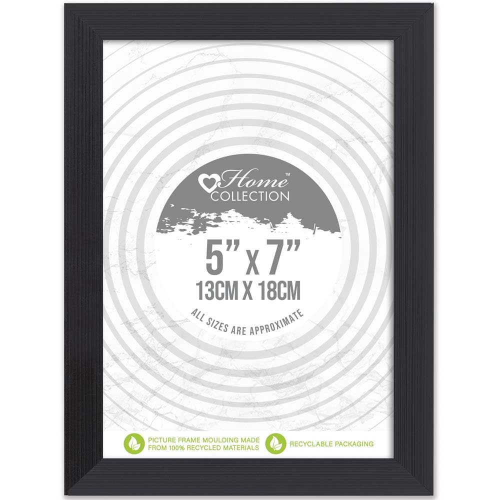 Black Ribbed Design Freestanding Wall Mount Picture Photo Frame 5 x 7"