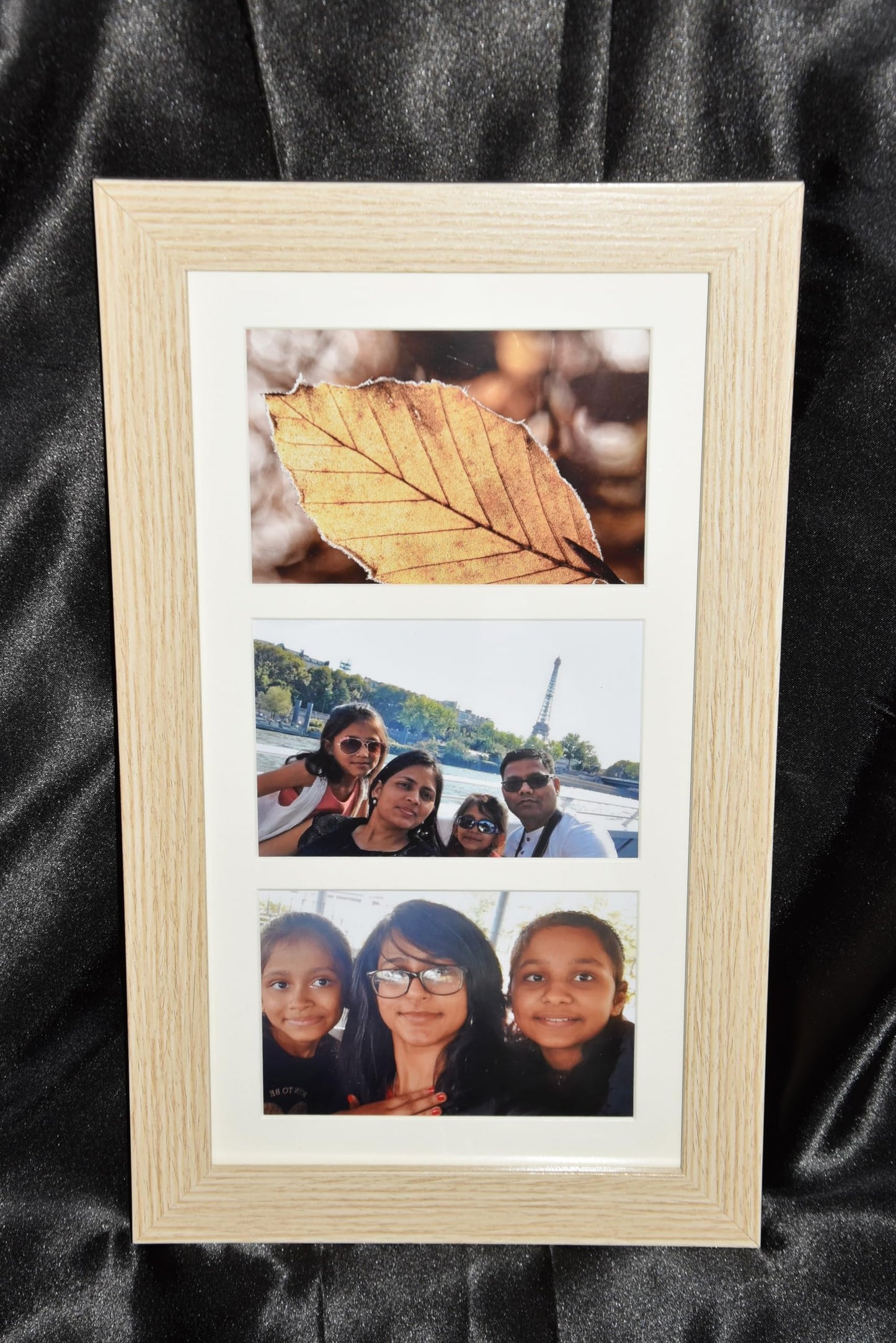 BROWN (WOOD) Aperture 3 4 x 6, Glass Front, 3 Apertures Multi Photo Frame Wall Mount, Collage Picture Frame for Wall Hanging, Home, Office Decor
