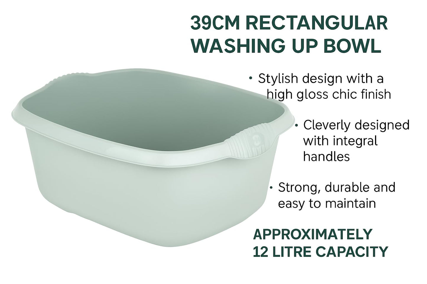 AaH1 Set of Silver Sage Large Dish Drainer Tray Plate Rack Draining Board Stand & 39cm Rectangular Washing Up Bowl Plastic Kitchen Organiser Sink Holder