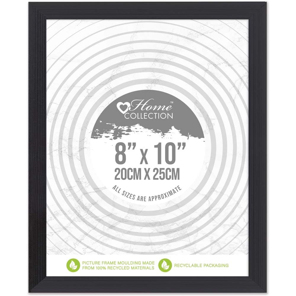 Black Ribbed Design Freestanding Wall Mount Picture Photo Frame 8 x 10"