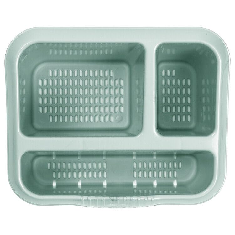 AaH1 (Set of 3) Silver Sage Large Dish Drainer, 32cm Square Washing Up Bowl & Large Kitchen Sink Tidy - Durable & Stylish Kitchen Accessories for Dishwashing & Organization