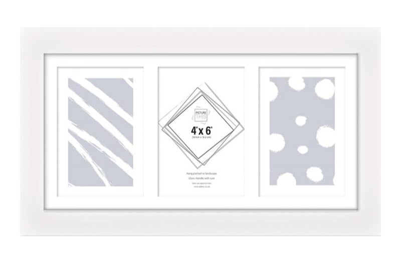 WHITE 3 Aperture,Multi Photo Frame, 4x6 inches, Wall Mount, Glass Front, Collage Frame for Wall Hanging, Home/Office Decor