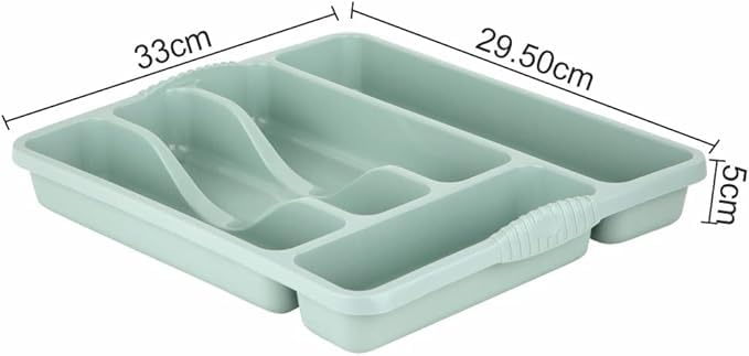 5 Compartment SILVER SAGE High Grade Plastic Small Cutlery Tray Kitchen Racks and Holders Cutlery Draw for Kitchen Drawers Storage Organizer For Spoons Forks Knives