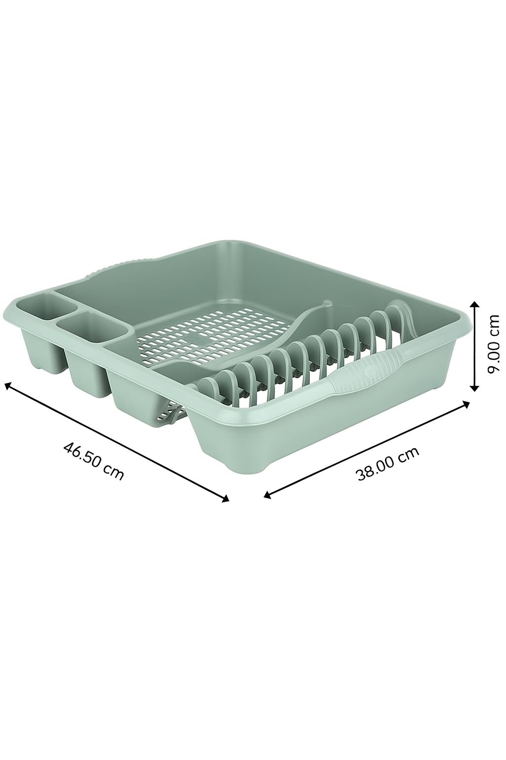 AaH1 Casa Large Dish Drainer, Sage Green, Plastic Dish Holder, Kitchen Accessory