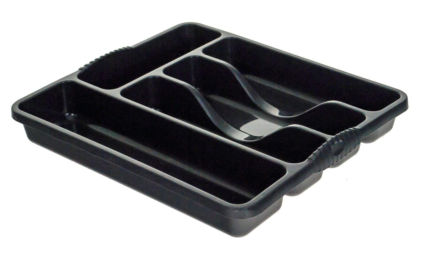 5 Compartment MIDNIGHT High Grade Plastic Small Cutlery Tray Kitchen Racks and Holders Cutlery Draw for Kitchen Drawers Storage Organizer For Spoons Forks Knives