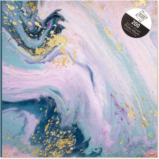 (Pack of 2) Abstract Marble Swirl 6x4 Photo Album Memo Slip in Holds 200 Photos