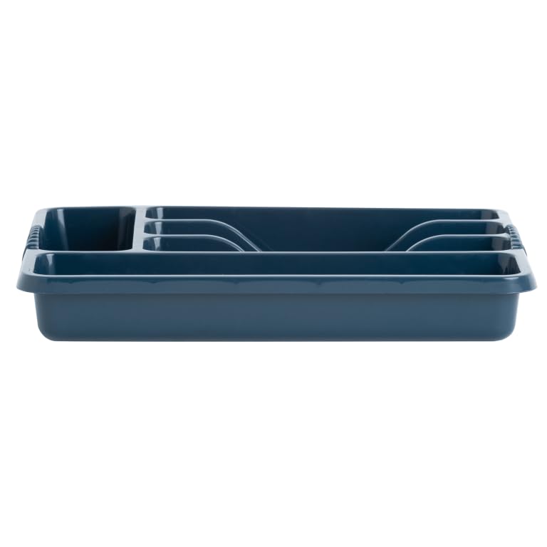 5 Compartment NAVY BLUE High Grade Plastic Small Cutlery Tray Kitchen Racks and Holders Cutlery Draw for Kitchen Drawers Storage Organizer For Spoons Forks Knives
