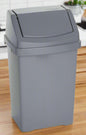 8 Litre Silver Plastic swing bin High Grade Plastic for Waste Recycle Recycling Dustbins With Removable Swing Lid Rubbish Trash Refused Bins Trash Can For Home Kitchen Bathroom Office