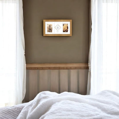 BROWN (WOOD) Aperture 3 4 x 6, Glass Front, 3 Apertures Multi Photo Frame Wall Mount, Collage Picture Frame for Wall Hanging, Home, Office Decor