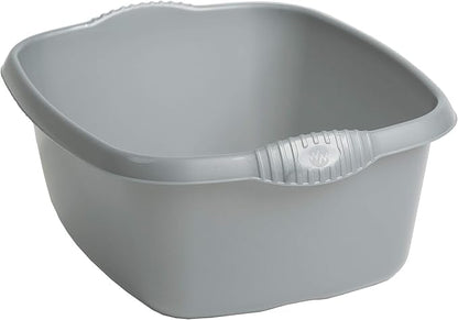 AaH1 (Set Of 2) 39cm Silver Rectangular High Grade Plastic Washing Up Bowl With Medium Dish Drainer Plate Rack Sink Holder Organiser Kitchen Home And Restaurants