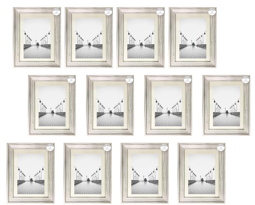 AaH1 Shabby Chic A4 Photo frame – Distressed White Wood Effect Frame with Styrene Glass – Wall or Tabletop Display – Certificate Frame Home Collection