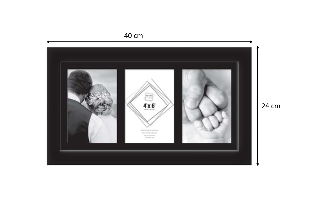 3 Aperture,Multi Photo Frame, 4x6 inches, Wall Mount, Glass Front, Collage Frame for Wall Hanging, Home/Office Decor