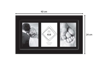 3 Aperture,Multi Photo Frame, 4x6 inches, Wall Mount, Glass Front, Collage Frame for Wall Hanging, Home/Office Decor