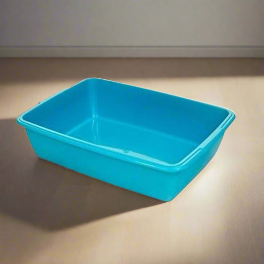 Cat Litter Tray – Assorted Colors – Tough Plastic Cat Litter Tray – Easy to Clean – Pet Hygiene Essentials – Pack of 2 (Aqua, Large/46cm)