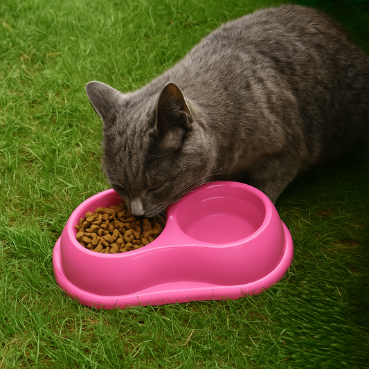 Dual Food & water Bowl for Cat, Dog, Rabbit - Pet Hygiene Essentials –  (Hot Pink)