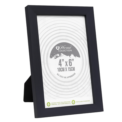(Pack of 5) Black - 4”x 6” Wood Photo Frames with Glass, Wall Mountable and Freestanding Picture Frames (10cm X 15cm)