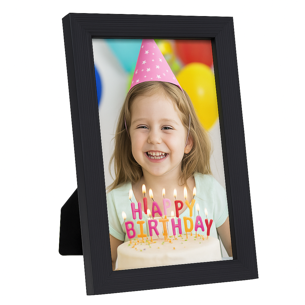 (Set of 3) Black Ribbed Design Freestanding Wall Mount Picture Photo Frame 4 x 6'' Home office living room bedroom kitchen dining room bathroom bar hotel restaurant office wall decoration