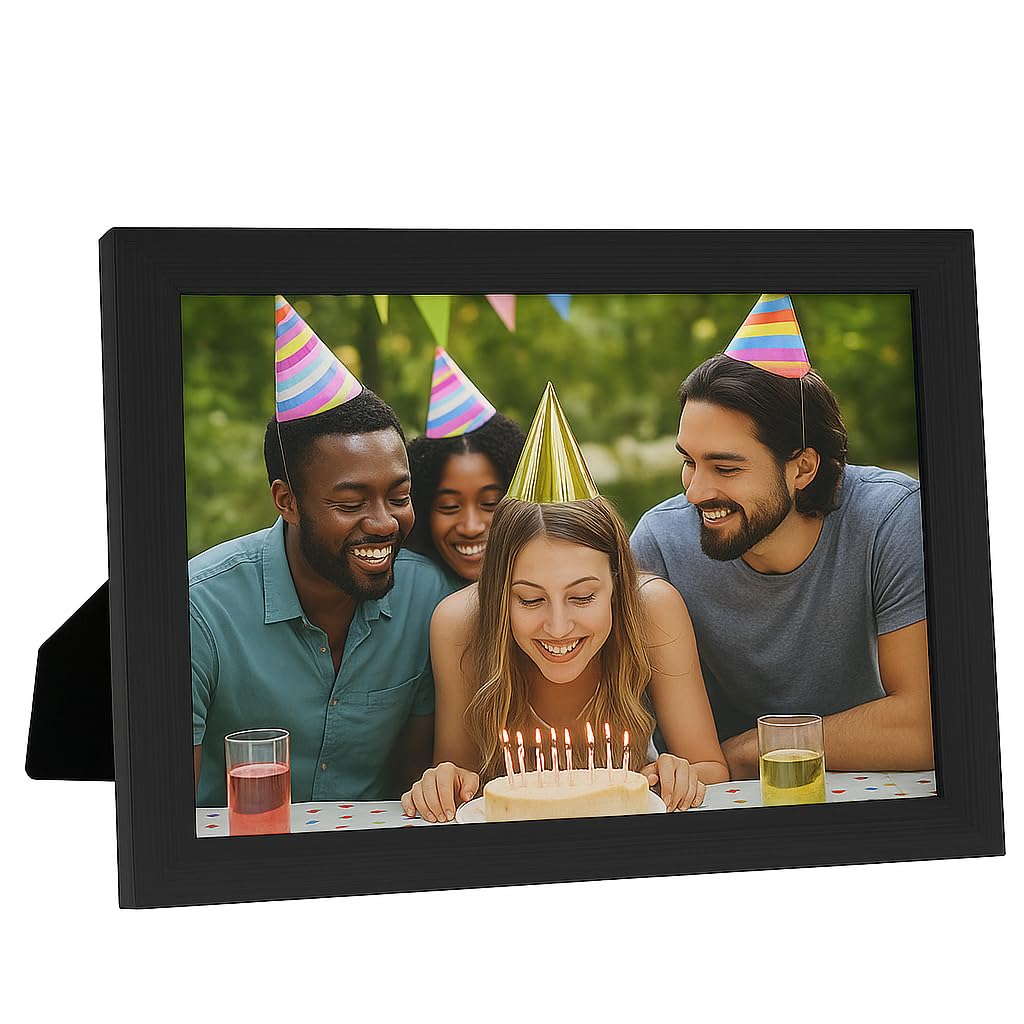 (Set of 24) Black Ribbed Design Freestanding Wall Mount Picture Photo Frame 4 x 6 Home office living room bedroom kitchen dining room bathroom bar hotel restaurant office wall decoration