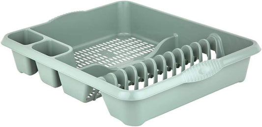 AaH1 Casa Large Dish Drainer, Sage Green, Plastic Dish Holder, Kitchen Accessory