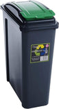 25L Slimline Bin & Lid – Graphite/Gen. Green– Compact Recycling Bin with Color-Coded Lid – Durable Waste Container for Home & Office – Pack of 1