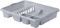AaH1 Large Dish Drainer – Holds Up to 12 Plates with Dual Cutlery Compartments – Sturdy & Stylish Plastic Dish Rack with Built-In Handles (Pack of 1) (Silver)
