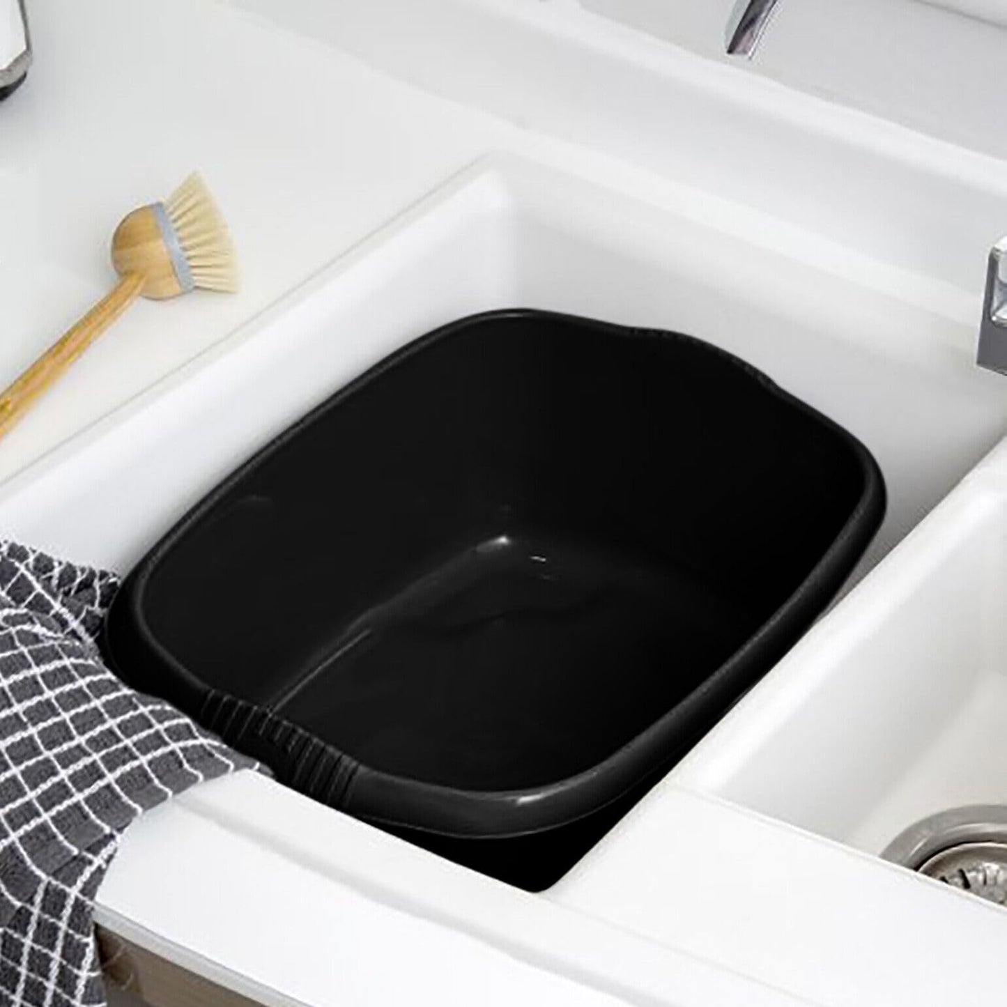 39cm Rectangular Bowl – Expansive 12L Capacity – Sleek High-Gloss Plastic with Ergonomic Handles – Premier Kitchen Washing & Multipurpose Container, Midnight (Pack of 1)