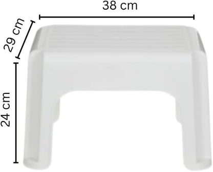 40cm Plastic Stool – Lightweight & Sturdy Multipurpose Stool for Bathroom, Kitchen, Bedroom – Easy-Clean Design – Cream – Pack of 1