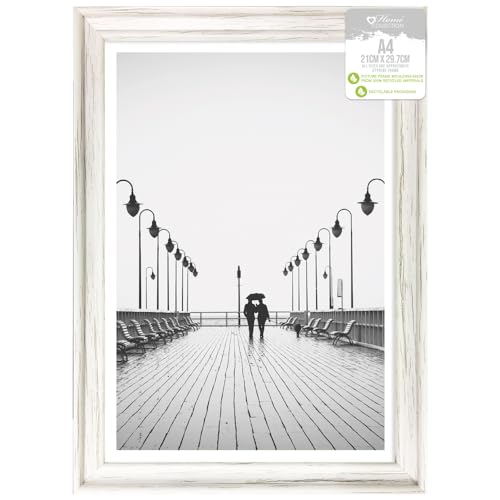 Design Group White Solitaire Shabby Chic Distressed Wood Styrene Photo Frames A4 Certificate