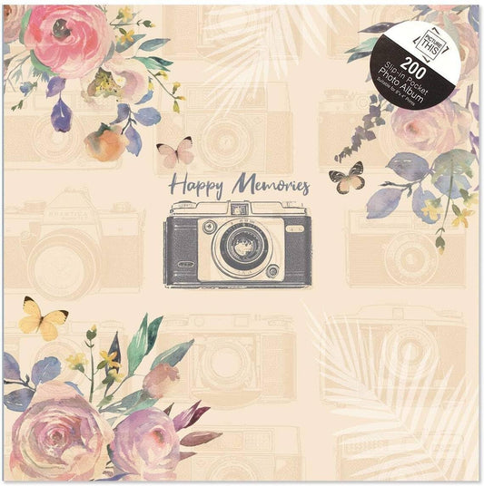 Vintage Cream Happy Memories 6x4 Photo Album Memo Slip in Holds 200 Photos
