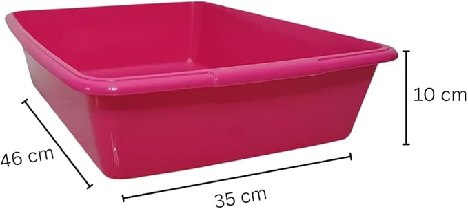 (Pack of 2) Cat Litter Tray – Tough Plastic Cat Litter Tray – Easy to Clean – Pet Hygiene Essentials – (Large/46cm)