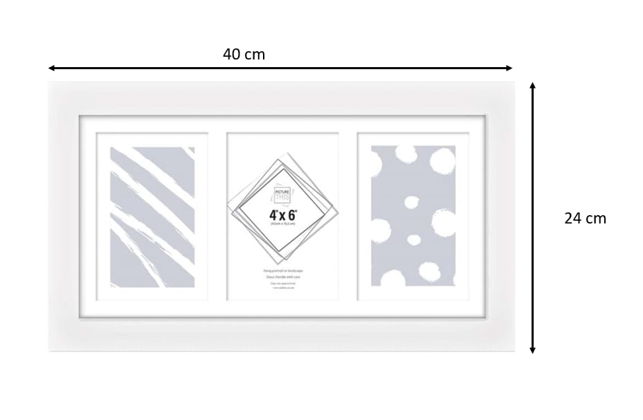 3 Aperture,Multi Photo Frame, 4x6 inches, Wall Mount, Glass Front, Collage Frame for Wall Hanging, Home/Office Decor
