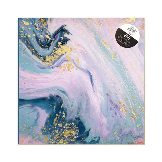 Marble Swirl 6x4 Photo Album Memo Slip in Holds 200 Photos for Family Wedding, Baby Photos, Holiday Memories Picture Book