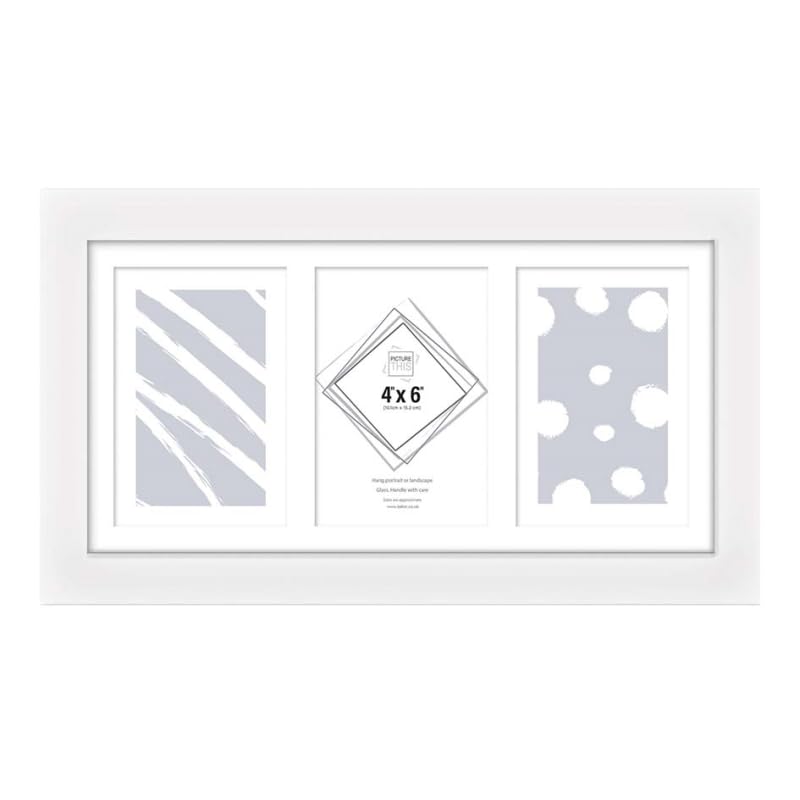 3 Aperture,Multi Photo Frame, 4x6 inches, Wall Mount, Glass Front, Collage Frame for Wall Hanging, Home/Office Decor