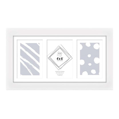 3 Aperture,Multi Photo Frame, 4x6 inches, Wall Mount, Glass Front, Collage Frame for Wall Hanging, Home/Office Decor